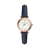 Fossil Women's Carlie Mini Quartz Leather Watch, Color: Blue (Model: ES4502)