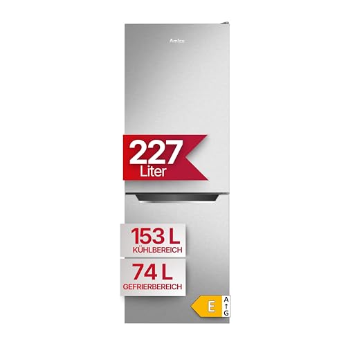Amica Kühl Gefrierkombination freistehend 159 cm Höhe 227 l Nutzinhalt FrostControl VitControlPlus Schublade Superkühlen und Supergefrieren - Edelstahloptik