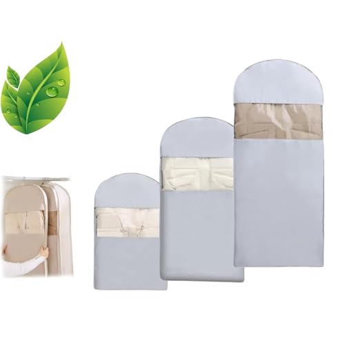 Space Saving Hanging Garment Bag with Self Compression Zipper, Space Saver Closet Organizers, Garment Bags for Hanging Clothes Travel for Moving or Storaging Clothes (Gray,M+L+XL) - Main Image