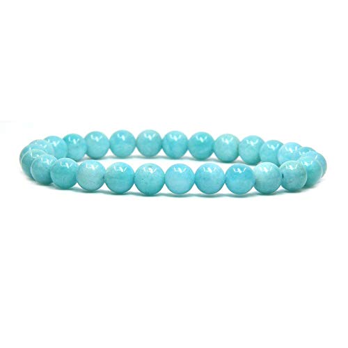 Image of Handmade Gem Semi Precious Gemstone 6mm Round Beads Stretch Bracelet 7 inch Unisex
