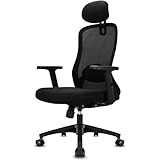 Milacyee Silla de Escritorio, Silla Ergonómica con Reposacabezas, Reposabrazos, Función 90°-130° Bloqueable Respaldo, Ajuste de Altura, Silla Oficina Capacidad de Peso 150KG