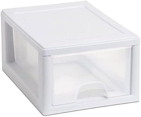 Sterilite 20518006 Stackable Small Drawer White Frame & See-Through (18 Pack)