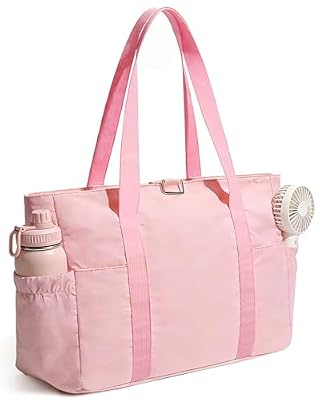 YANLIFY Tote Bag for Women, 26L Capacity Travel Purses Work Bag, Small Zipper Tote Bag for Travel Nurse Gym Teacher, Lightweight Nylon Shoulder Handbag with Hidden Yoga Mat Strap
