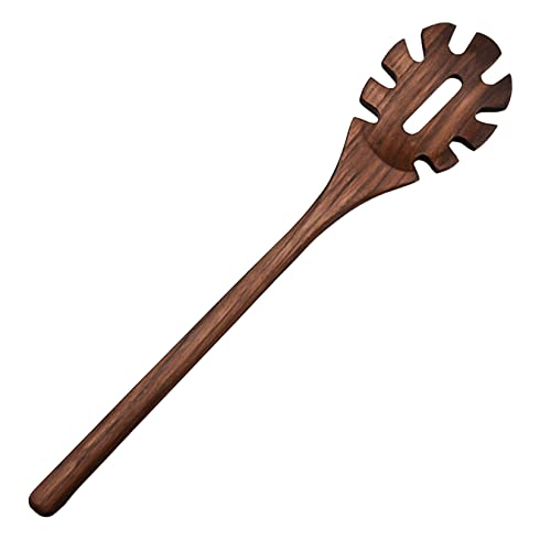 errzom Walnut Wood Pasta Fork, Spaghetti Server, Spaghetti Spoon Wooden Pasta Server Noodle Colander Noodle Spoon Kitchen Cooking Utensils for Home Restaurant,14