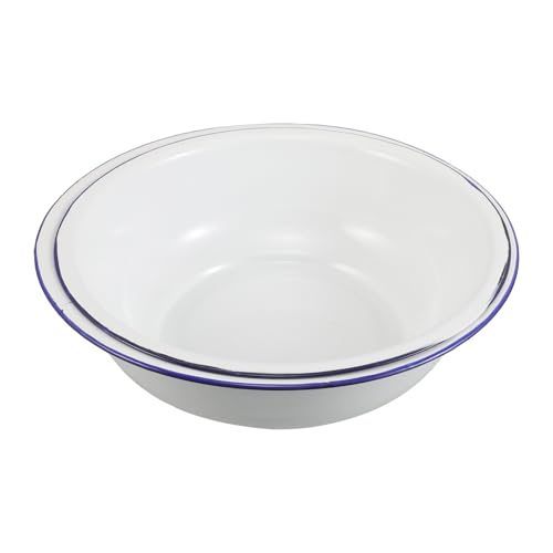 BIUDECO Lavabo Esmaltado Retro para Baño de Pies 2 Piezas (32 y 34 Cm) Cuenco Vintage Resistente a Arañazos y Temperatura para Pediluvio y Lavado Facial Uso Multifuncional en