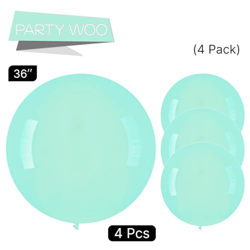 Image of PartyWoo Mint-q03 4pcs 36 inch Balloons, Ice Cream Theme, Latex, Jumbo, for Birthday, Wedding Decorations