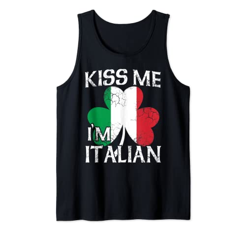 Kiss Me I'm Italian Italia Giorno di San Patrizio Irlandese Vintage Canotta