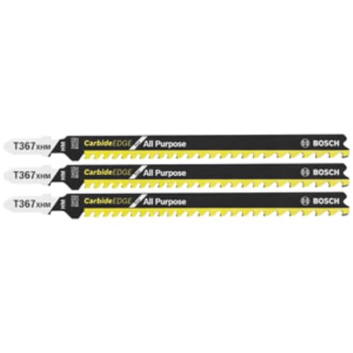 Bosch T367XHM3 3 pc. 5-1/4 in. 5-7 TPI Carbide Edge for All-Purpose T-Shank Jig Saw Blades