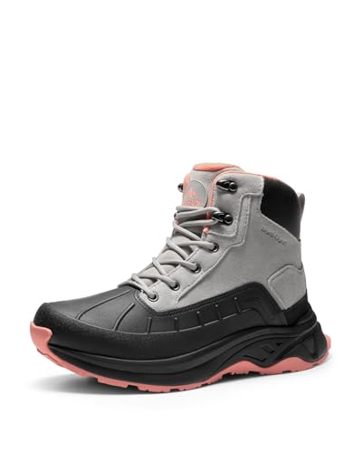 NORTIV 8 Women's Waterproof Hiking Boots Outdoor Trekking Camping Trail Hiking Boots,Size 8,Light Grey/Pink,SNHB2312W