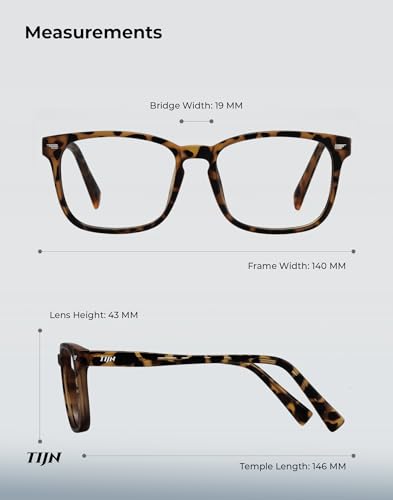 Image of TIJN Premium Blue Light Blocking Glasses for Women Men Computer Gaming Use | Square TR90 Frame Nerd Eyeglasses Anti Blue Ray with Red, Orange, Clear Lens for Computer, Phone, TV and Evening Screen Use