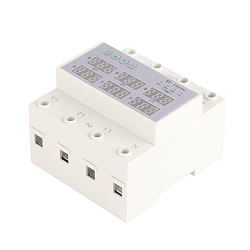 Image of 3 Phase DIN Rail Voltmeter Power Meter, AC 390‑500V Digital Ammeter Automatic Overvoltage Overcurrent Protector, 3 Phase Watt kwh Amp Electricity Tester (63A)