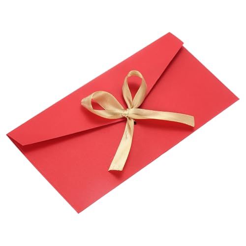 Enveloppe avec noeud ruban rouge rigide pour proteger et embellir vos invitations de fete