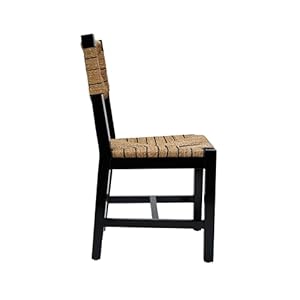 Creative co op willowbrook solid wood and natural woven seagrass rope dining chair mahogany black finish set of 2  urban country home decor