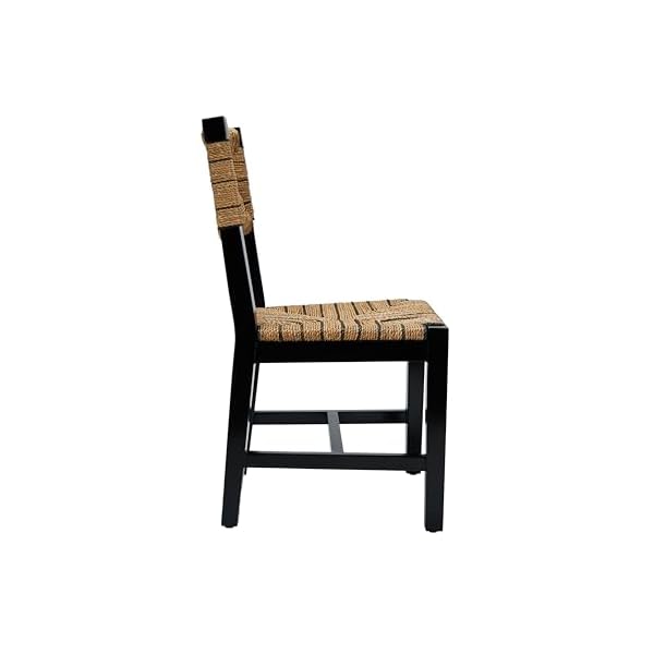 Creative co op willowbrook solid wood and natural woven seagrass rope dining chair mahogany black finish set of 2  urban country home decor