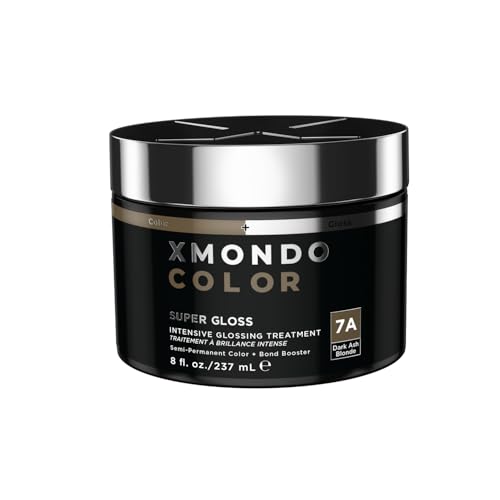 Image of XMONDO Color Dark Ash Blonde Color Depositing Mask & Semi-Permanent Hair Dye Super Gloss Infused with Bond Boosters for Nourishment, Revitalize & Repair, Vegan Formula, 8 Fl Oz | 7A Shade, Semi-Permanent Hair Dye, Infused with Bond Booster & Lusterhance Technology for High-Gloss Shine, Vegan Formula