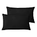 Encasa Homes Juego de 2 Fundas de cojín DE Terciopelo de (30 x 50 cm) - Negro - Tinte de Color Plano Constante, Suaves y aterciopelados, Lavables, Funda de Almohada Grande Decorativa