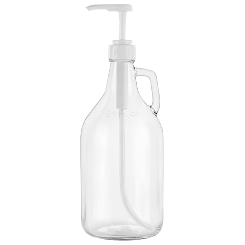 Winter Shore 1,9 l Seifenspender Glas mit Pumpspender - Großer Shampoo Spender mit Drehverschluss-Pumpe für Gewürze, Sirup, Waschmittel, Weichspüler, Duschgel, Shampoo - Lebensmittelecht & BPA-frei