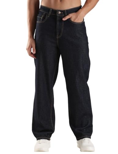 Image of INKD Men's Classic Relaxed Jeans - Mid-Rise | 100% Cotton | 5 Pocket Styling | Baggy Jeans for Man | Men's Bottomwear (Available in Plus Sizes)