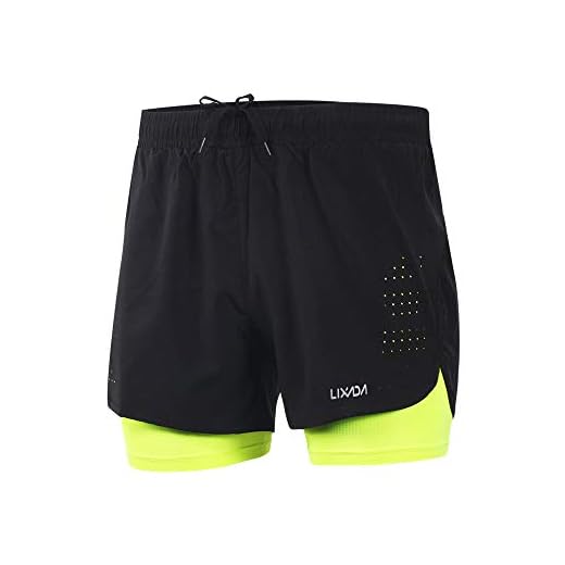 Lixada Hombres Pantalónes Cortos de Running 2-en-1, Pantalones Cortos de Atletismo, Pantalones Cortos de Fitness Maratón, Transpirable Pantalones+Secado Rápido