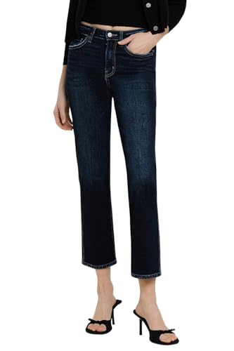 Flying Monkey Women's High-Rise Crop Straight Leg Jeans in Liberation