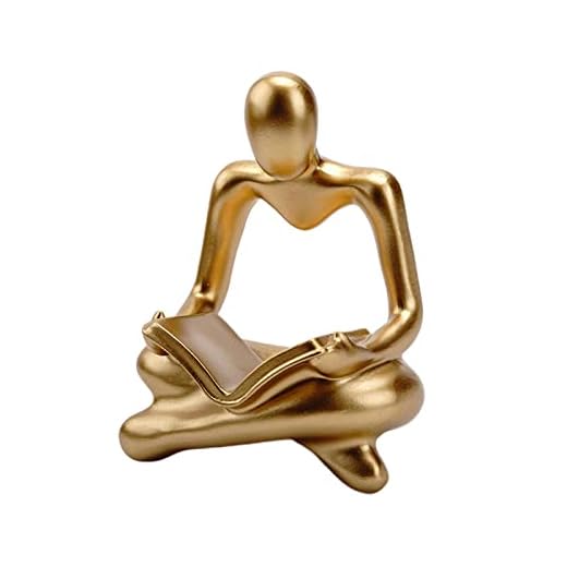 WeiLaiKeQi Estátua criativa abstrata pensador estatueta ornamento artesanato coleção decorativa escultura de arte para decoração de estante de livros, hotel de casamento, Aureate