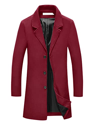 Image of Lars Amadeus Men's Trench Coat Notch Lapel Single Breasted Classic Long Pea Coats Overcoat