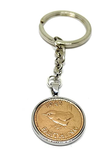 Porte-clés Sixpence 1943 cadeau 80e anniversaire frère et sœur souvenir SLV