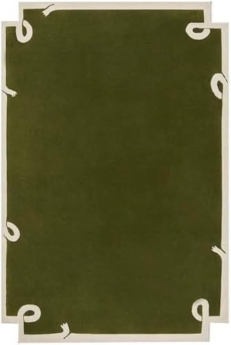 Image of Irregular Shape Handmade Woolen Carpet Green Colour Size 10x12 feet
