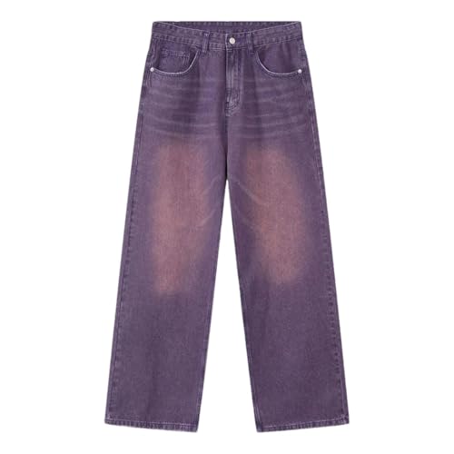 Men's Jeans Personality Straight Wide Leg Denim Pants Vintage Trousers