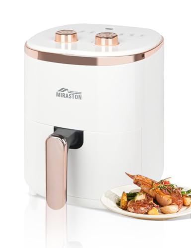 MIRASTON 3.6Quart Small Air Fryer, Knob Control Easy to Adjustable Temperature & Time, Quiet, Nonstick & Dishwasher Safe, Ready for Busy Morning and Evening, for Air Frying Bread, Frozen Food, Seafood
