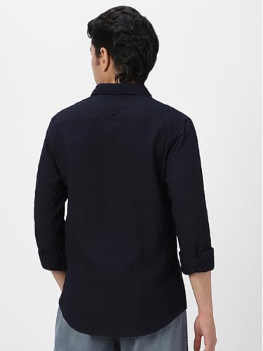 Image of Urbano Fashion Men's Cotton Full Sleeve Regular Fit Textured Shirt with Spread Collar