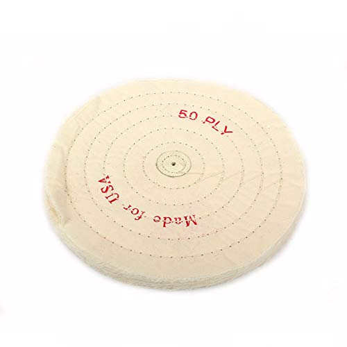 10 Inch Cloth Buffing Polishing wheel with 4mm Arbor for Bench Grinder Buffer Tool, White, 50 Ply
