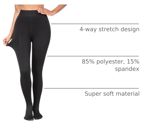 Image of CHRLEISURE Women's Fleece Lined Tights - Fake Sheer Warm Pantyhose Thick Winter Leggings