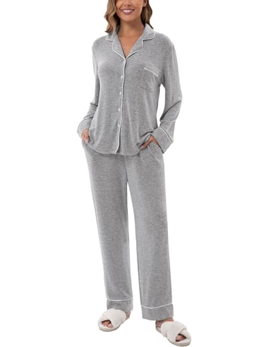 Image of UMBY Silk Satin Pajamas for Women Set 2 Piece Silk Pjs Long Sleeve Top Cozy Sleepwear Silky Pajamas