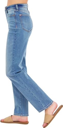 Judy Blue Women's High-Rise Straight Fit Jeans (US, Numeric, 15, Regular, Regular, 8602 Medium Blue)3