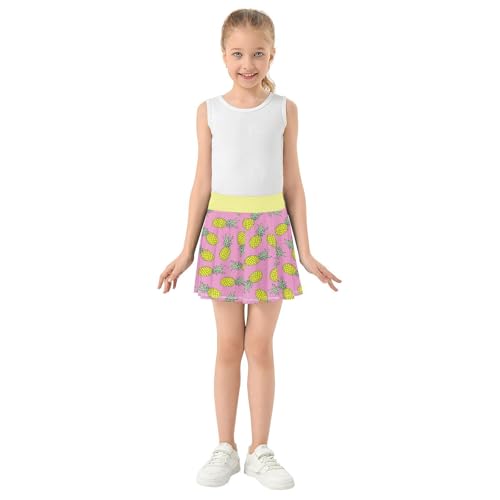 Girls Skorts High Waist Athletic Skirts with Shorts Pineapple Stretchy Teens Performance Tennis4