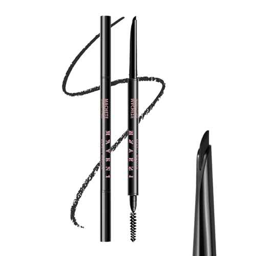 Microblading Eyebrow Pencil,Eyebrow Retractable Definer Pencil,Angled Precision Tip,0.1MM Ultra Slim Eyebrow Makeup,Long-Lasting Waterproof,Smudgeproof (01 BLACK, 1 Pack)