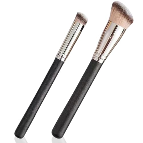 Concealer Brush, 2PCS Angled Kabuki Brush with Elastic Bristles, Blending for Makeup, Portable Contour Brushes for Makeup, Liquid, Cream and Setting Powder, Concealer