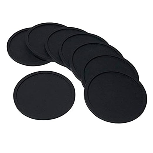 Silikon Black Drink Coasters Set av 8, Cup Pad Mat icke-slip runda Soft Cup Coasters, Perfekt för kaffekoppar, mugg, vinglas, hållbar lätt att renge