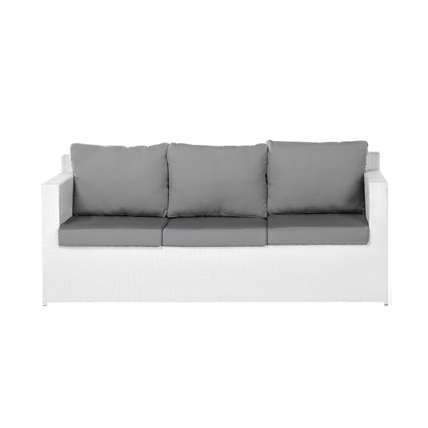 Beliani Lounge-Set Roma Polyrattan Weiß-Grau