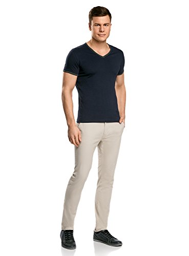 Oodji Ultra Uomo T-Shirt con Scollo a V e Finitura...