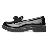 Lilley Rosita Girls Black Patent Bow Loafer - Size 1 UK - Black