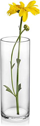 Image of Home Decoration Glass Clear Cylinder Vase Floral Wide Cylinder Glass Vase for Weddings, Events, Decorating, Arrangements, Flowers, Office, or Home Decor (10 Inch, 3)
