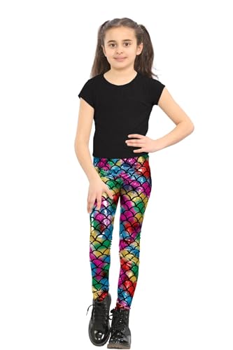 Pantalones de pescado para niña elásticos de sirena cómodos y brillantes multicolor 2