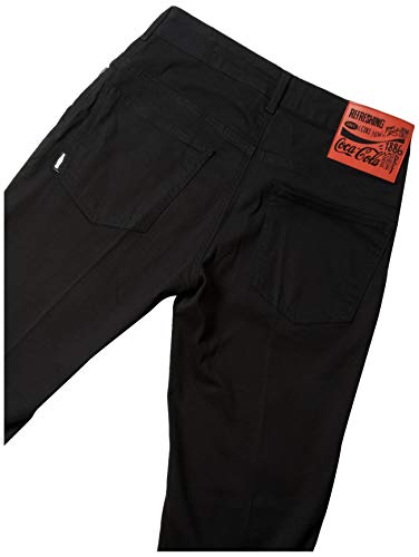 Coca-Cola Jeans Calça Casual Straight Men com Dobra, 42, Preto