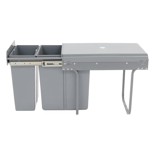 Caneca de basura rectangular doble compartimento 30L gris miniatura 4