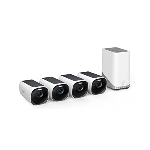 eufy Security eufyCam S330 (eufyCam 3) 4-Cam Kit, Security Camera Outdoor Wireless, 4K with Integrated Solar Panel, Face Recognition AI, Expandable Lo