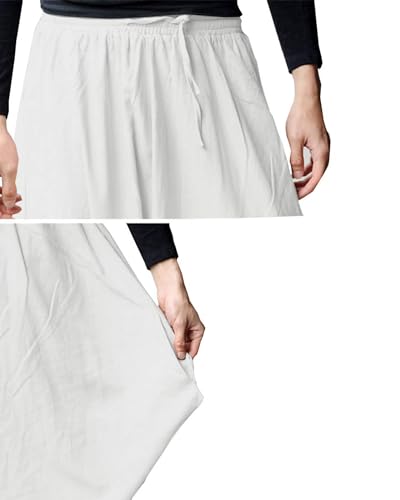 YAOHUOLE Herren Haremshose Baggy Pumphose Yoga Freizeit Haremshosen Weiß L