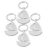 BESPORTBLE 4 Stück Zinklegierung Boots Schlüsselanhänger Segelboot Küstenstil Silberfarben Leicht für Herren Damen Sport Souvenir Geschenk