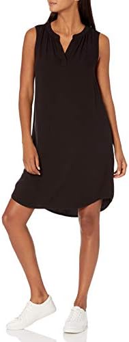 Amazon Essentials Women's Sleeveless Woven Shift Dress, Black, Large